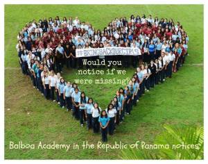 The students of the Balboa Academy in the Republic of Panama: Would you notice if I/we were missing?
